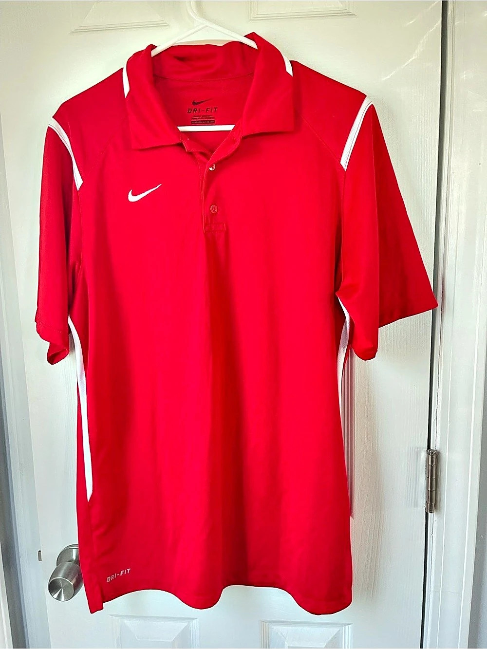 Nike Dri-FIT Performance Golf Polo Shirt Men's Red & White Medium
